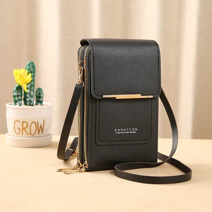 Compact RFID-Blocking Crossbody Bag with Waterproof Phone Compartment for Women & Travel