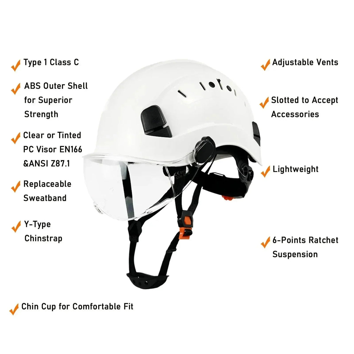 Safety Helmet | CE ABS Hard Hat with Integrated Goggles & Visor | Durable Protection for Industrial Use