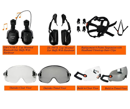 Safety Helmet | CE ABS Hard Hat with Integrated Goggles & Visor | Durable Protection for Industrial Use