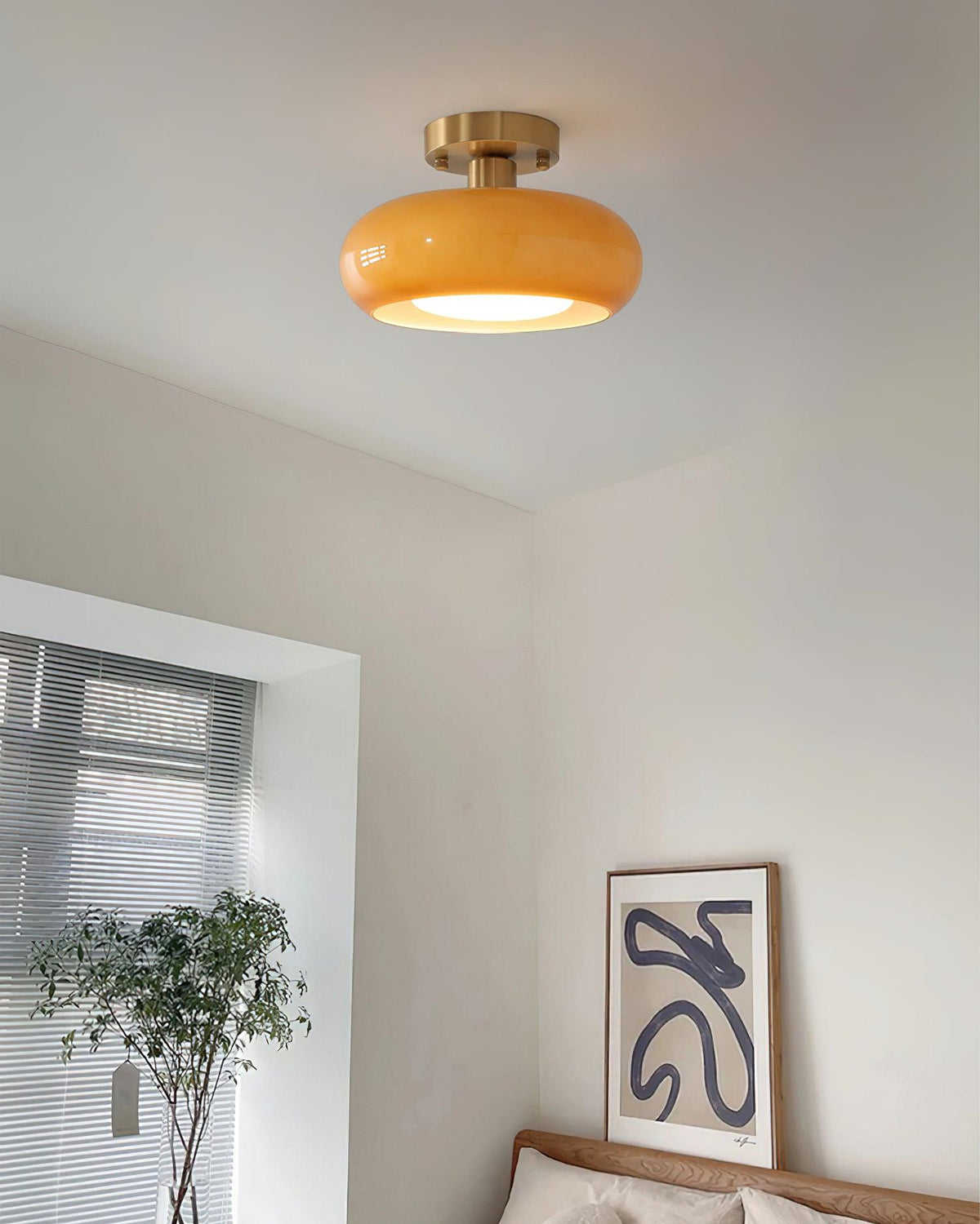 Flush Mount Dome Light Fixture 11 in Wide Gold Metal & Tri-Color Glass for Bathroom Kitchen Hallway Covered Porch E26 Base Vintage Inspired