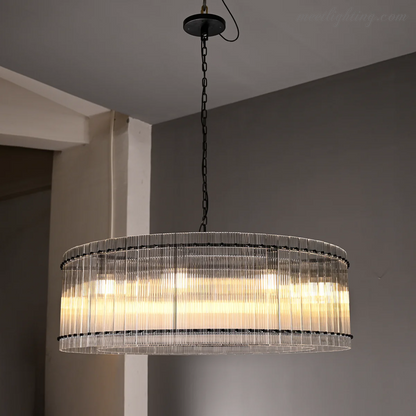 Circular Tiered Glass Panel Ceiling Fixture 22-60 Inch Diameter for Dining Room Foyer Living Room Bedroom Hotel Entryway Statement Lighting