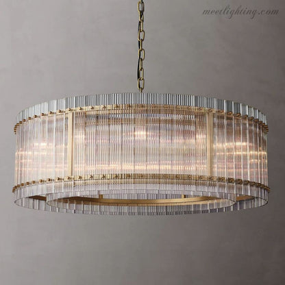 Circular Tiered Glass Panel Ceiling Fixture 22-60 Inch Diameter for Dining Room Foyer Living Room Bedroom Hotel Entryway Statement Lighting