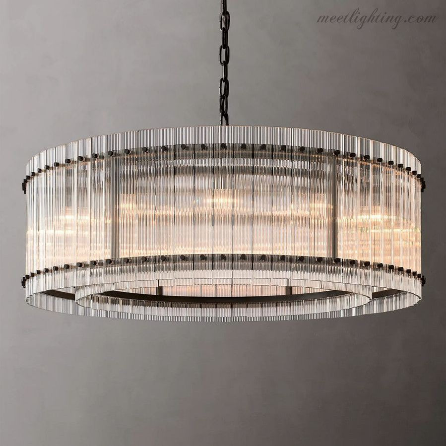 Circular Tiered Glass Panel Ceiling Fixture 22-60 Inch Diameter for Dining Room Foyer Living Room Bedroom Hotel Entryway Statement Lighting