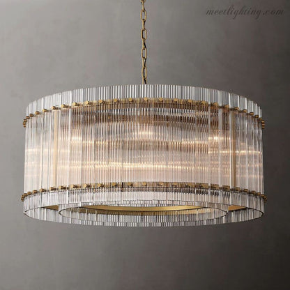 Circular Tiered Glass Panel Ceiling Fixture 22-60 Inch Diameter for Dining Room Foyer Living Room Bedroom Hotel Entryway Statement Lighting