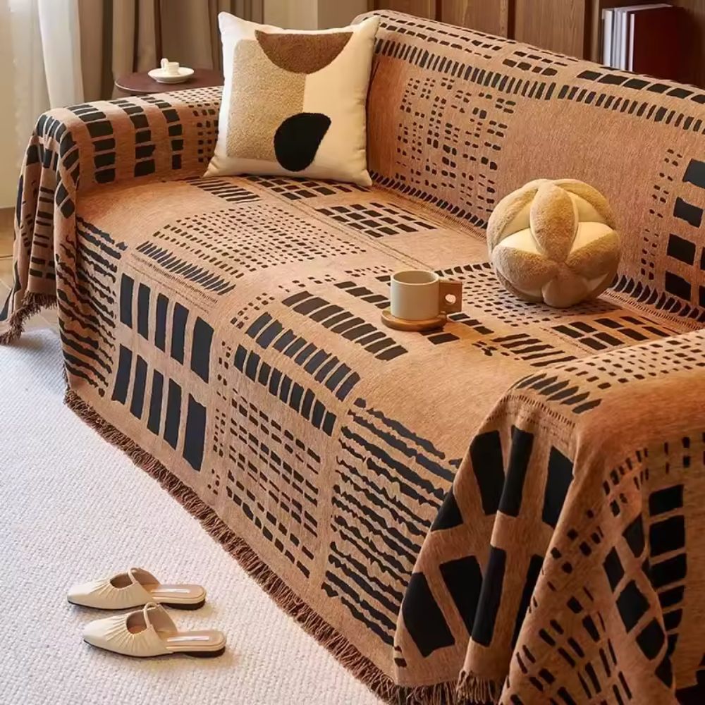 Savanna Sofa Cover - Soft Chenille, Geometric Design