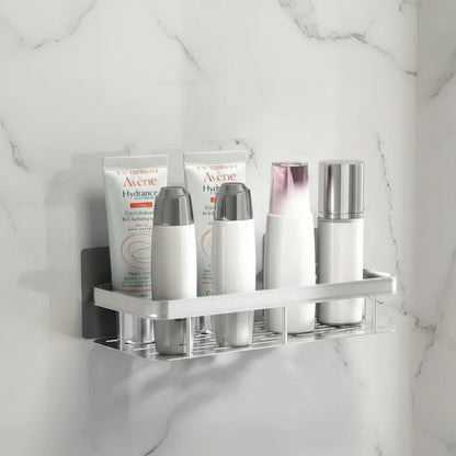Wall-Mounted Corner Organizer Rack ABS Adhesive No-Drill Bathroom Caddy Triangle Rectangle Shape Holds Shampoo Soap Toiletries for Small Spa