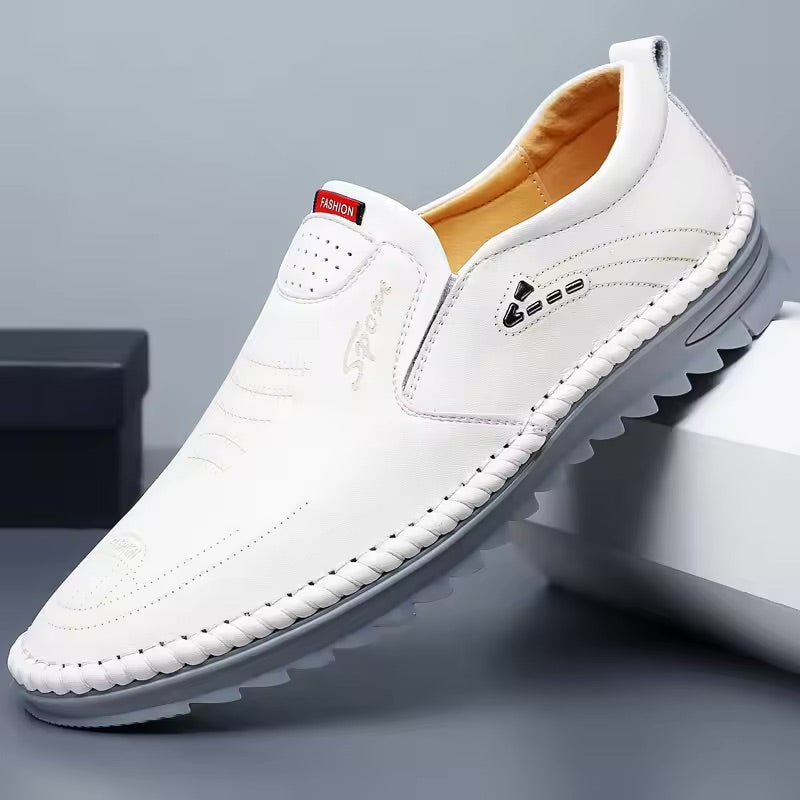 Men's Cushioned Slip-On Sneakers with Arch Support - Breathable Mesh Walking Shoes for Standing All Day - Ergonomic Footbed Loafers