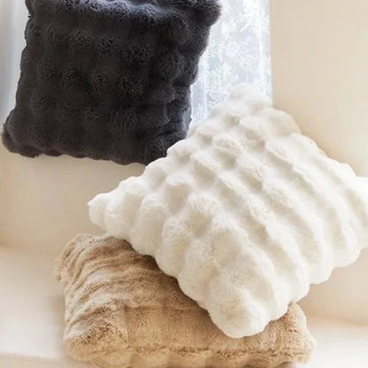 Plush Faux Fur Throw Pillow Case 18x18 or 20x20 Inch Square Cushion Cover Soft Decorative Accent for Sofa Couch Bedroom Living Room Washable