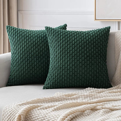 Ribbed Throw Pillow Cover 18×18 Inch Polyester Cotton Blend Textured Decorative Accent for Sofa Couch Armchair Bedroom Modern Scandinavian B