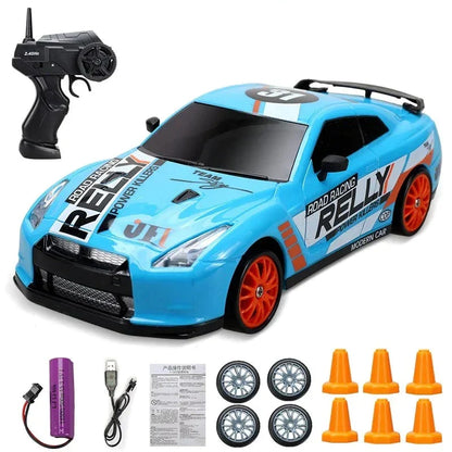 RC Mini Drift Car Remote Control Racing Toy with LED Lights & Rechargeable Battery for Kids & Adults