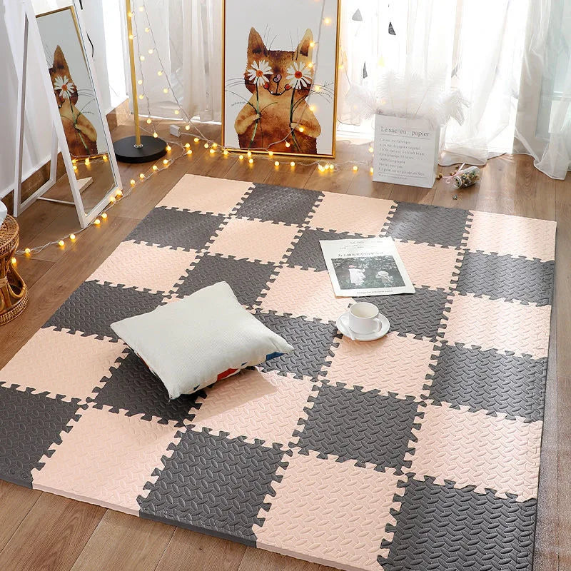 Interlocking Foam Floor Tiles 12x12 Inch Non-Slip Cushioned Baby Crawling Mat for Nursery Playroom Kids Activity Area Water-Resistant EVA Pu