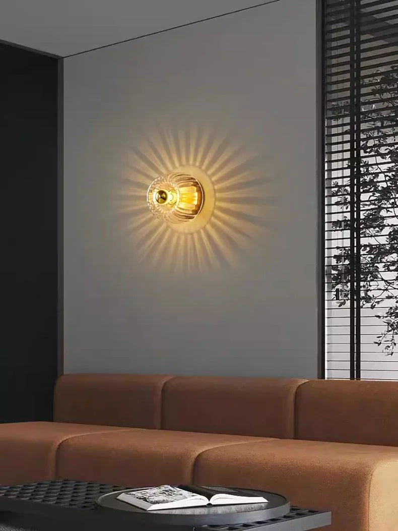 Sconce with Glass Globe 6.3 Inch Diameter Metal Accent Fixture for Bedrooms Hallways Staircases Reading Nooks Entryways Modern Interior Ambi