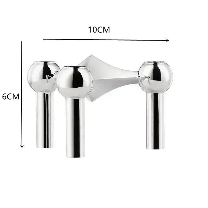 Geometric Metal Candle Holder - Modular Stacking Candelabra for Tables & Centerpieces - Modern Minimalist Decor