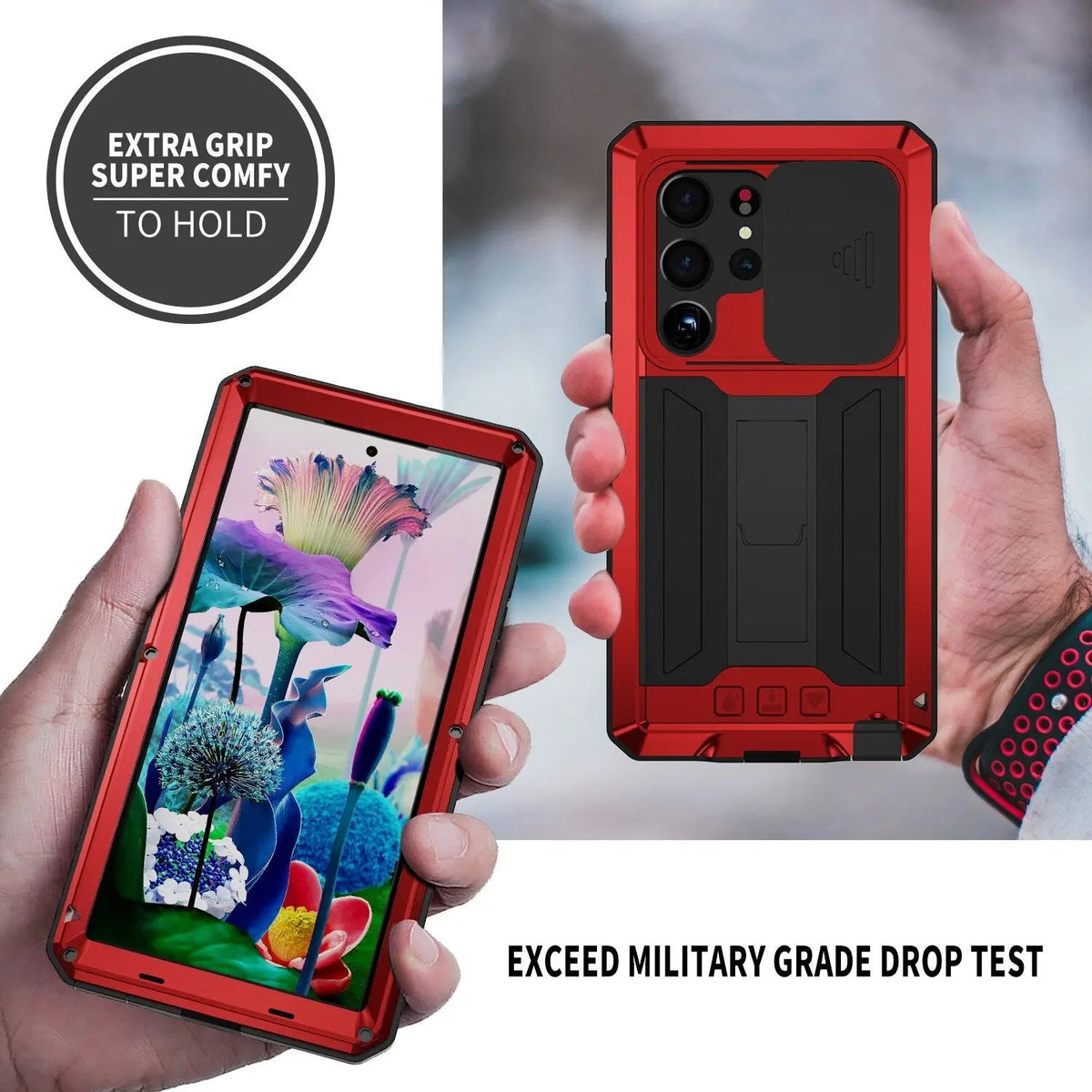 Heavy-Duty Samsung Galaxy S23 Armor Case with Built-In Screen Shield & Kickstand for Hands-Free Use