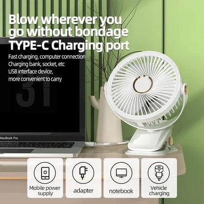 Rechargeable Portable Fan | Battery Operated Clip-On Design for Instant Relief