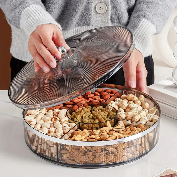 SNACKLIVA – Bandeja de aperitivos dividida con tapa de almacenamiento