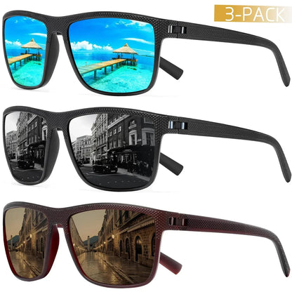 Polarized Sunglasses 3-Pack Set UV400 Protection Outdoor Eyewear for Men Women Driving Fishing Beach Sports