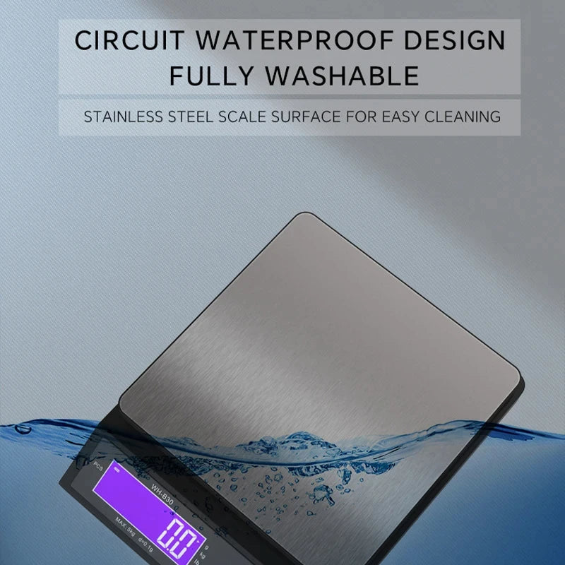 Báscula de cocina digital impermeable – Capacidad de 11 lb / 1 oz o 22 lb / 0.04 oz, báscula de cocina LCD recargable para preparación de comidas, repostería y porciones