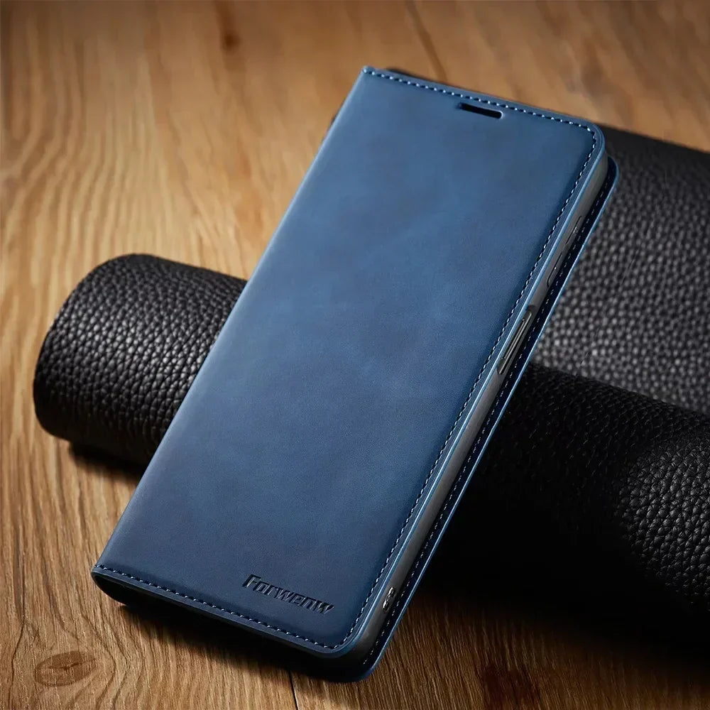 Magnetic Leather Wallet Case for Samsung Galaxy with Card Slots & Flip Cover | Premium Folio Protection for Galaxy S24 Ultra S23 S22 S21 S20