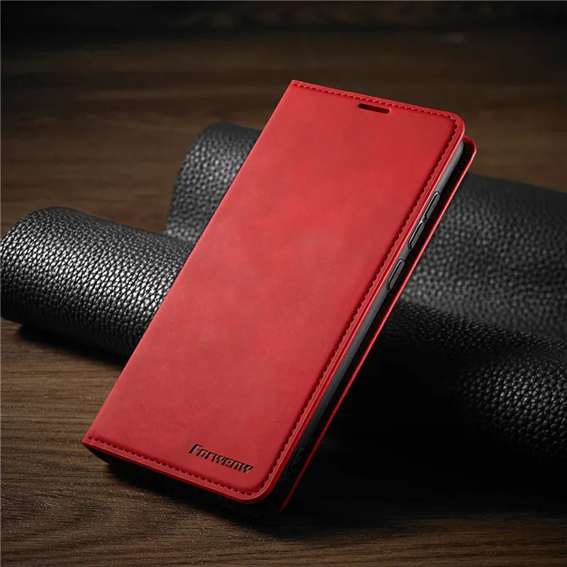 Folio iPhone Case with Card Slots & Magnetic Closure – Faux Leather Wallet Phone Cover for Daily Use