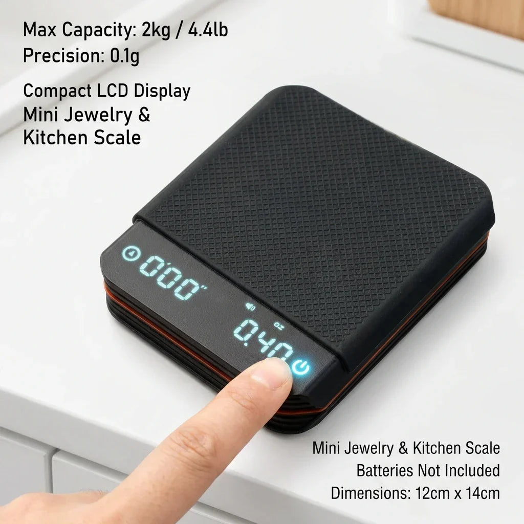 Digital Kitchen Scale with Built-In Timer for Espresso Coffee Brewing Precision Weighing 0.1g to 70.5oz Rechargeable USB-C Barista Tool Home