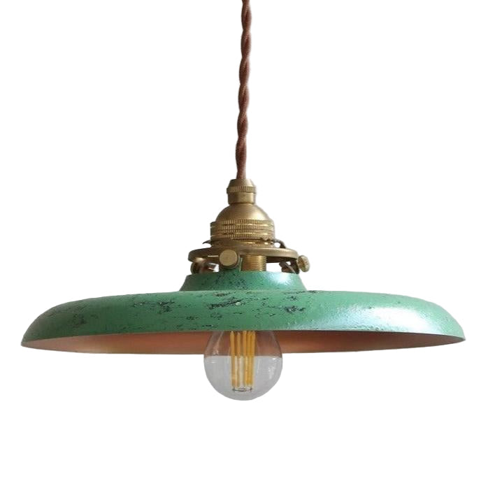 Iron Overhead Fixture 14-Inch Shade Blue Adjustable Drop Height E27 Socket Dining Counter Island Task Lighting Modern Vintage Warehouse Farm