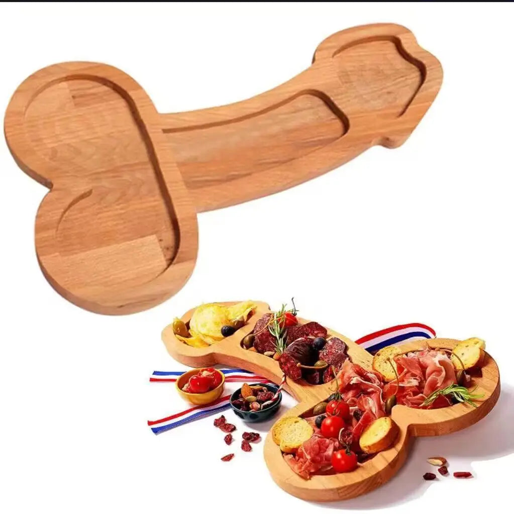 Wooden Charcuterie Board with Compartments for Cheese Snacks Appetizers Entertaining Party Platter Dark Wood Serving Tray for Game Night