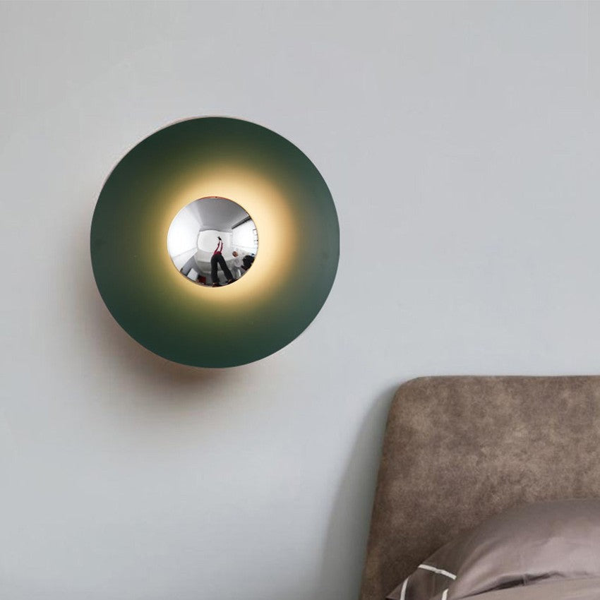Round Iron LED Wall Sconce 16 in Diameter Ambient Light Fixture Hallway Bedroom Living Room Contemporary Circle Mount