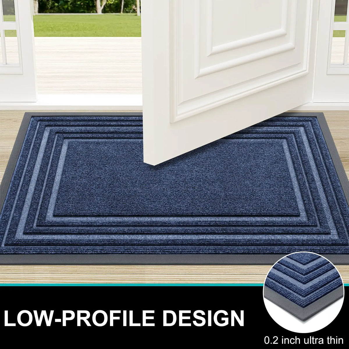 Rubber Entry Mat Slip-Resistant Low Profile for Front Door Back Door Patio Garage Hallway Mud Scraper Floor Protection