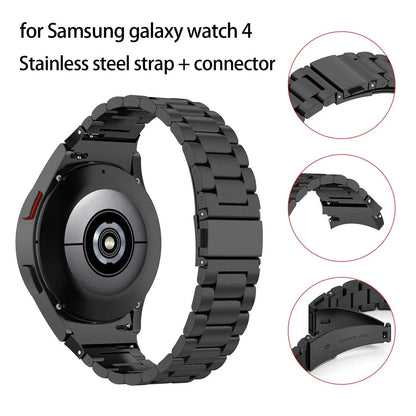Leather & Steel Smartwatch Strap for Galaxy Watch 5 – Adjustable Wristband in Multiple Finishes