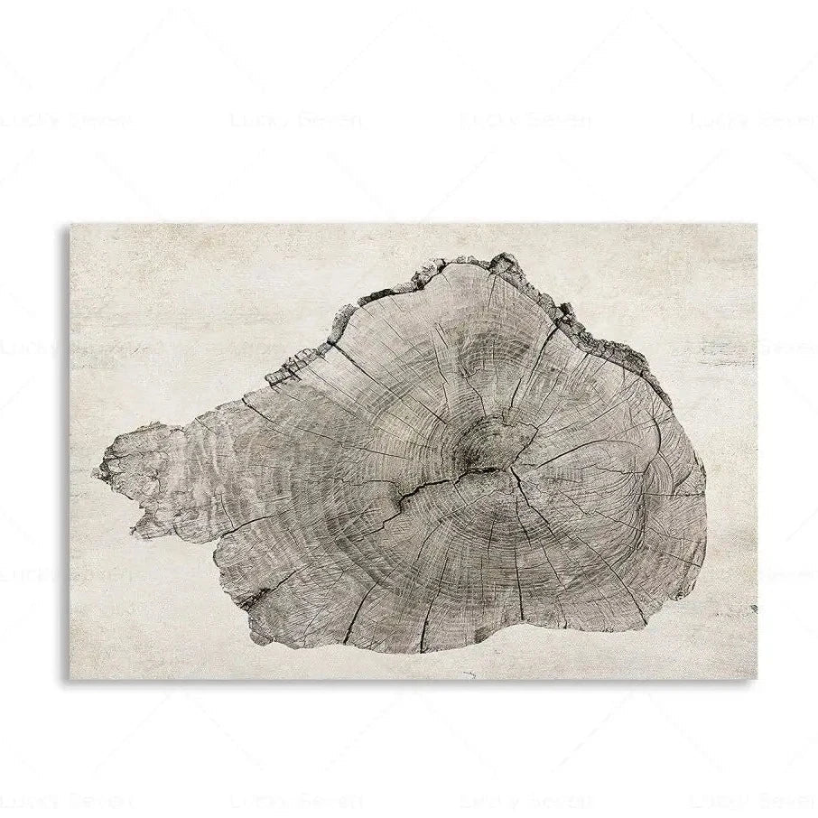 Botanical Growth Pattern Wall Art Canvas for Living Room, Bedroom & Office Décor | Natural Wood Grain Inspired Print