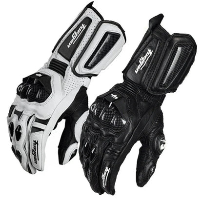 Guantes para motociclistas, guantes de cuero para motocicleta con nudillos de fibra de carbono, guantes de conducción impermeables con pantalla táctil