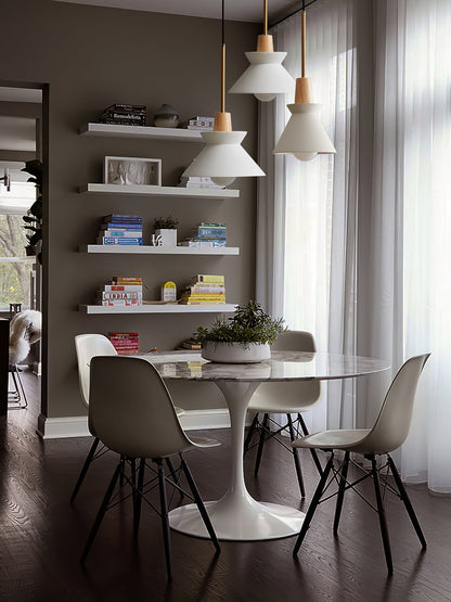 Resin Wood Hanging Light 9 in for Kitchen Island Dining Table Adjustable Ceiling Fixture E26 LED Compatible Scandinavian Modern
