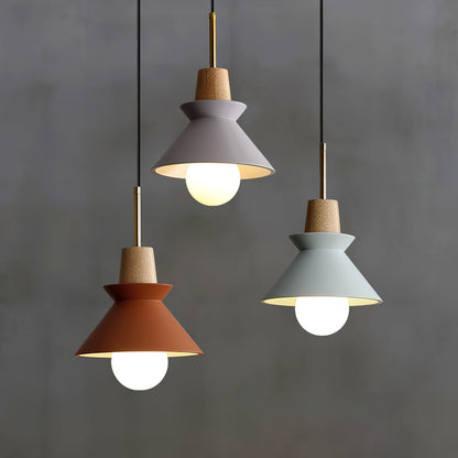 Resin Wood Hanging Light 9 in for Kitchen Island Dining Table Adjustable Ceiling Fixture E26 LED Compatible Scandinavian Modern