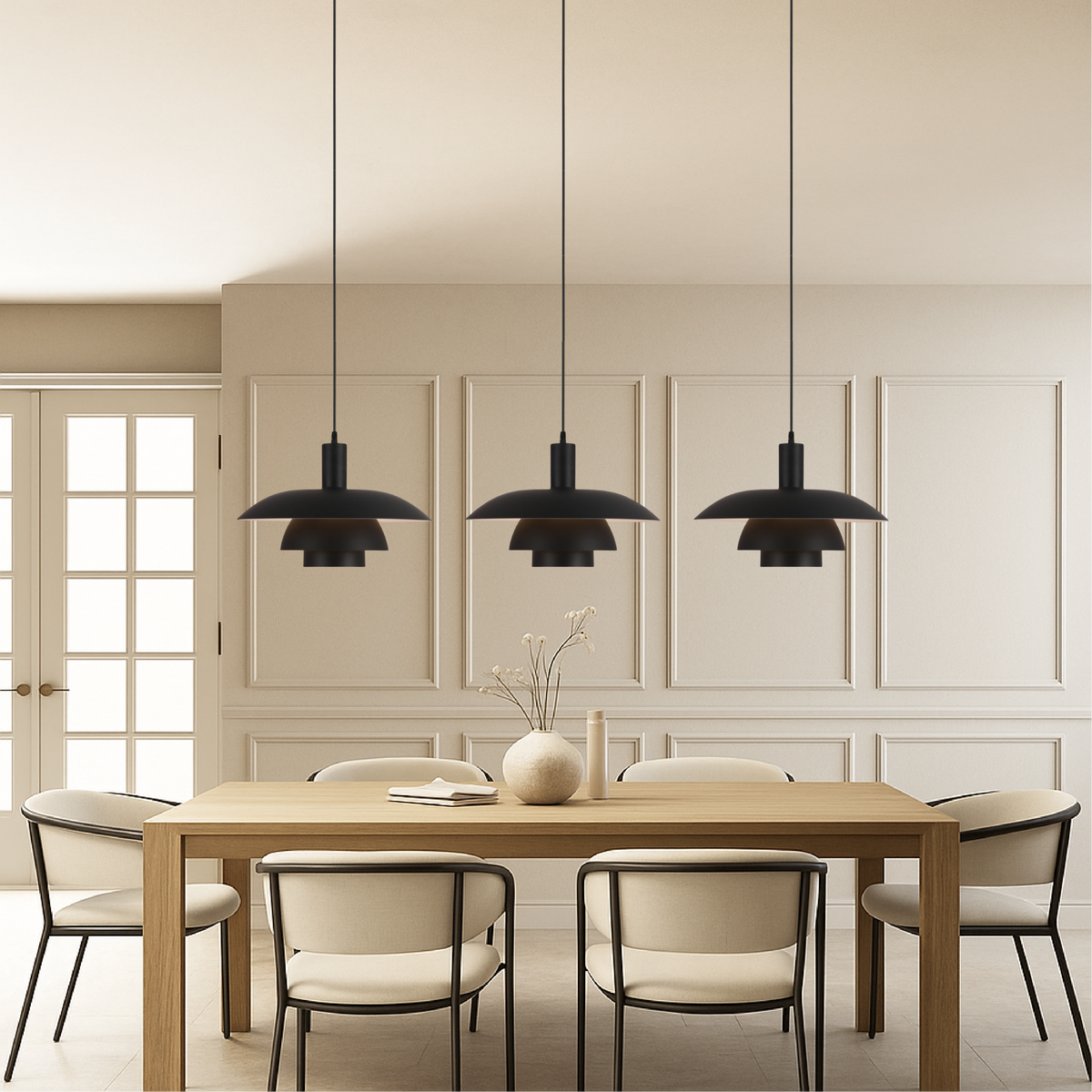 Lámpara colgante escandinava Ortekor | Lámpara LED regulable con diseño ecológico | Perfecta para islas de cocina e interiores modernos