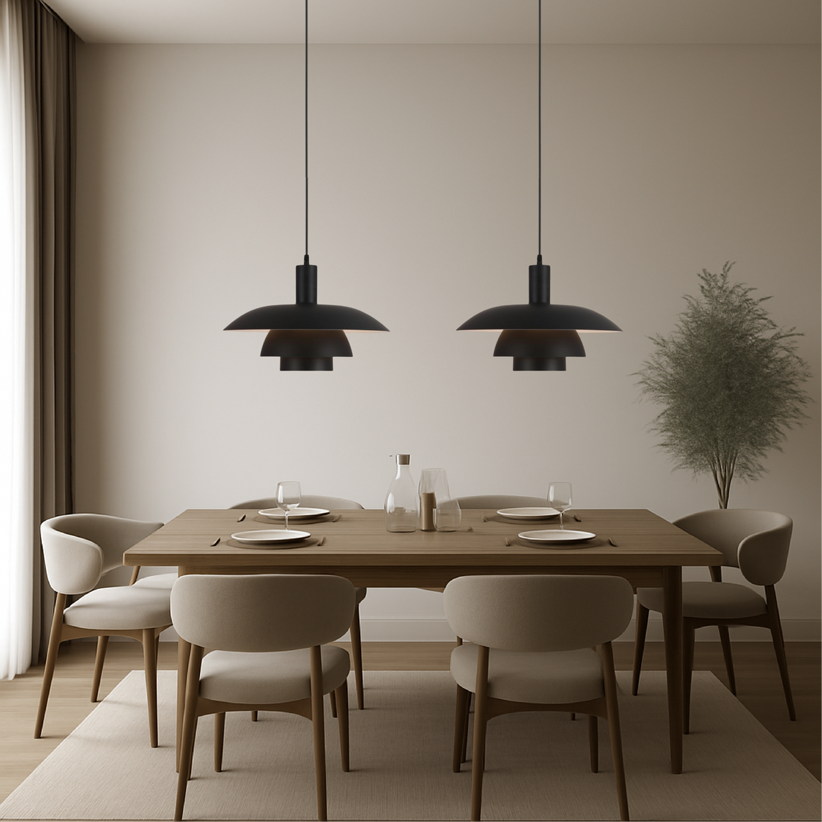 Lámpara colgante escandinava Ortekor | Lámpara LED regulable con diseño ecológico | Perfecta para islas de cocina e interiores modernos