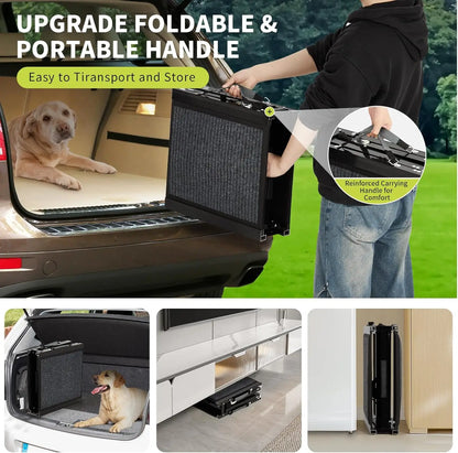 Rampa para perros para SUV y camioneta, rampa plegable en cuatro partes para mascotas con superficie antideslizante, rampa resistente para automóviles para perros y razas grandes