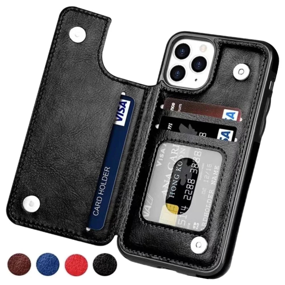 Elegant Leather Phone Wallet Case with Card Slots & Magnetic Closure for Stylish Protection