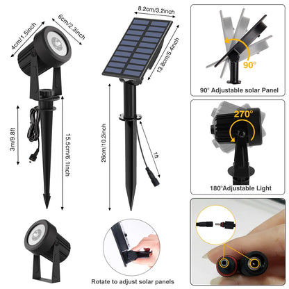 Ortekor LumiGlow | Solar Spot Lights Outdoor with Dusk Sensor | Flexible Warm & Cool White Lighting for Garden Decor