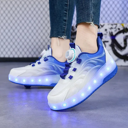 Kids Light-Up Roller Skate Shoes with USB Rechargeable LED Wheels | Rolling Sneakers for Boys & Girls | Outdoor Recreation & Active Play