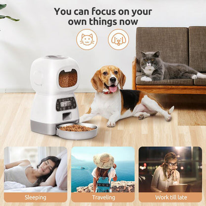 Smart Automatic Pet Feeder | Programmable Feeding Solution with Voice Recording for Happy Pets
