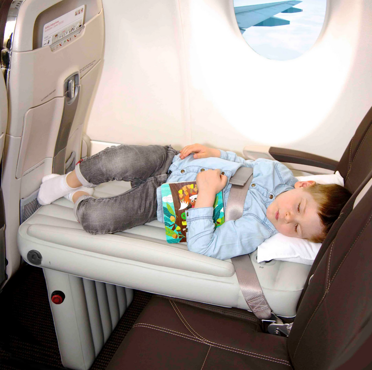Inflatable Travel Bed for Kids - Airplane Sleep Cushion with Pump for Toddlers Up to Age 5