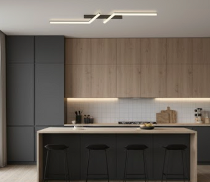 Dimmable LED Ceiling Light Flush Mount with Remote Control – Modern Aluminum Linear Panel