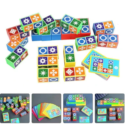 Pattern Matching Block Game for Kids – Educational Puzzle with 20 Blocks & 60 Challenge Cards for Ages 3+