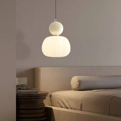 Spherical Hanging Light Fixture 6.3 Inch Beige PMMA Shade for Kitchen Island Dining Room Overhead Accent Modern Globe Ceiling Lamp Metal Fra