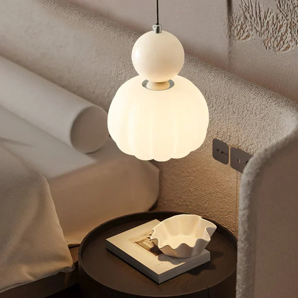 Spherical Hanging Light Fixture 6.3 Inch Beige PMMA Shade for Kitchen Island Dining Room Overhead Accent Modern Globe Ceiling Lamp Metal Fra