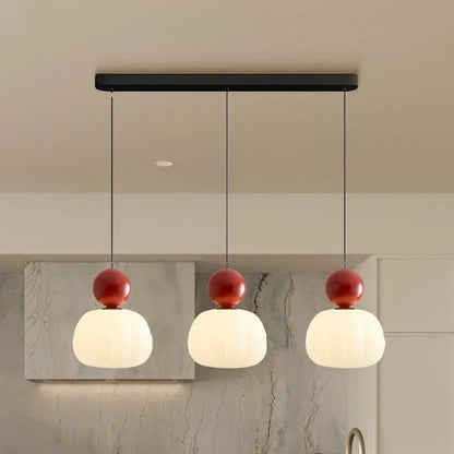 Spherical Hanging Light Fixture 6.3 Inch Beige PMMA Shade for Kitchen Island Dining Room Overhead Accent Modern Globe Ceiling Lamp Metal Fra