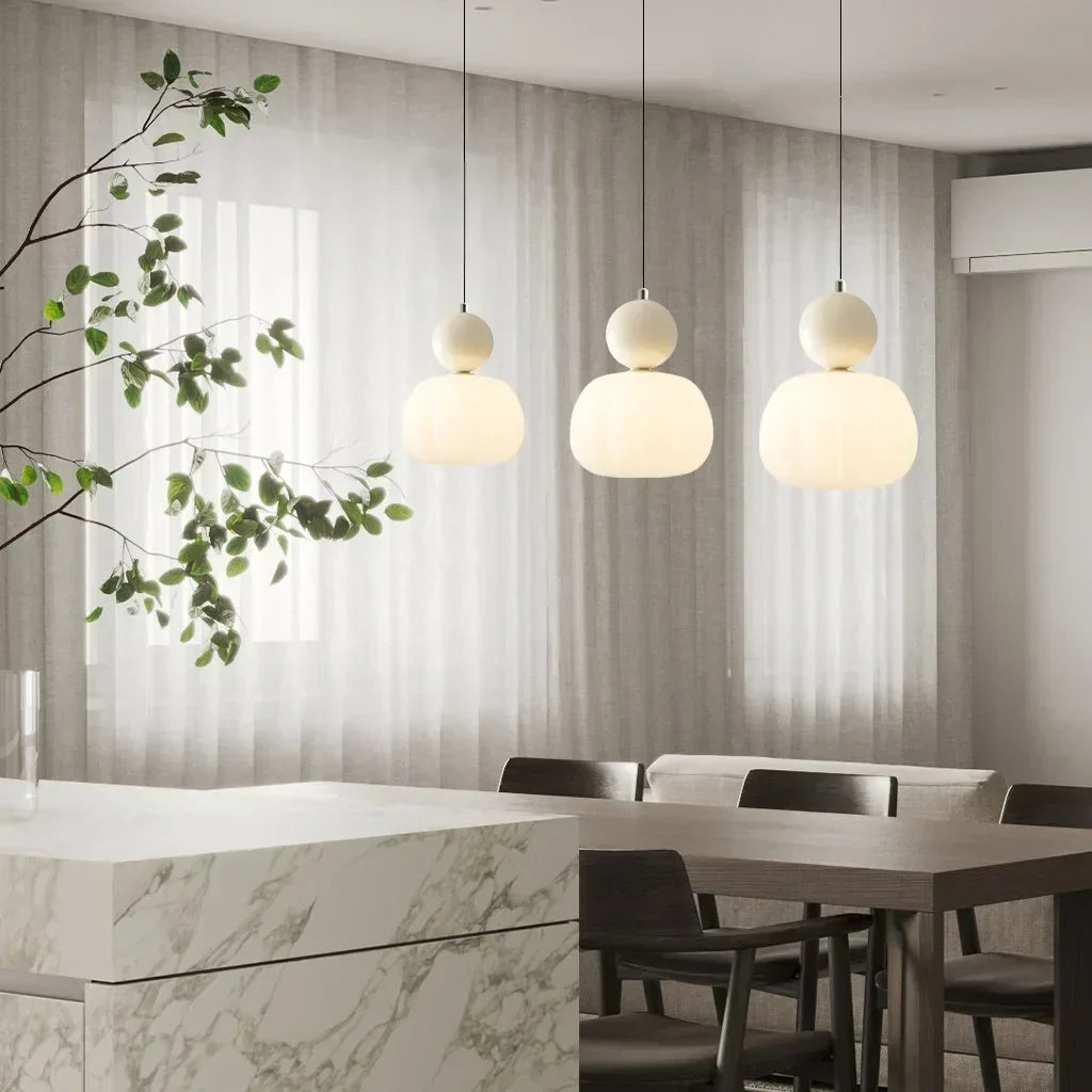 Spherical Hanging Light Fixture 6.3 Inch Beige PMMA Shade for Kitchen Island Dining Room Overhead Accent Modern Globe Ceiling Lamp Metal Fra