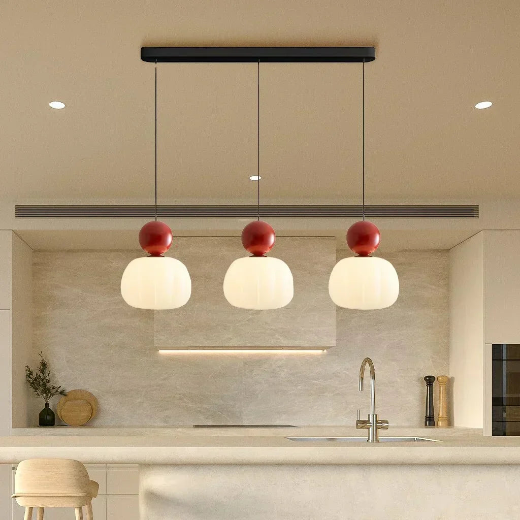 Spherical Hanging Light Fixture 6.3 Inch Beige PMMA Shade for Kitchen Island Dining Room Overhead Accent Modern Globe Ceiling Lamp Metal Fra