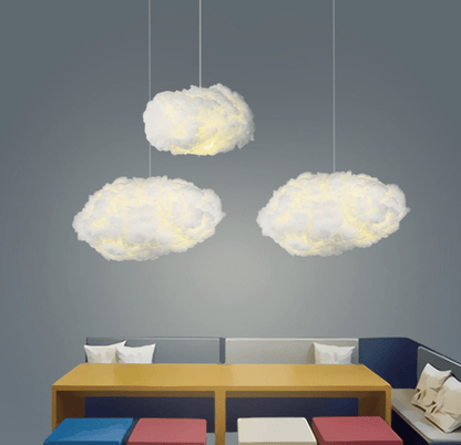 Cotton Cloud Hanging Pendant Light for Bedroom & Nursery | Soft White Glow Ceiling Fixture | Modern Fluffy Kids Room Decor | Winter Sky